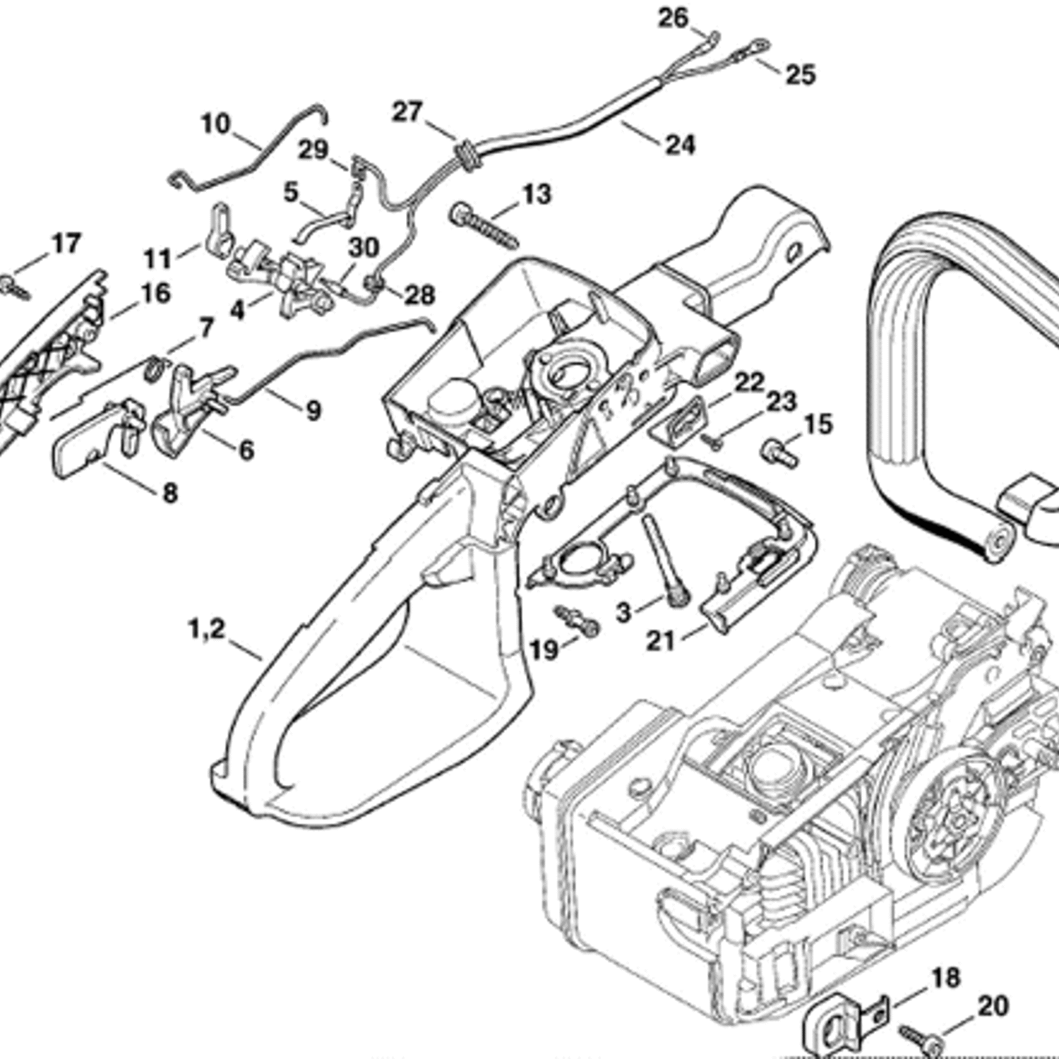 Ms200 Rear Handle Stihl MS 200 Chainsaw (MS200) Parts Diagram, Handle housing MS 200