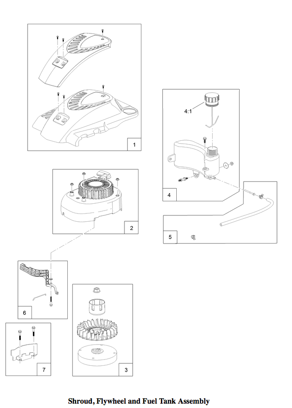 Shroud, Flywheel and Fuel Tank Assembly