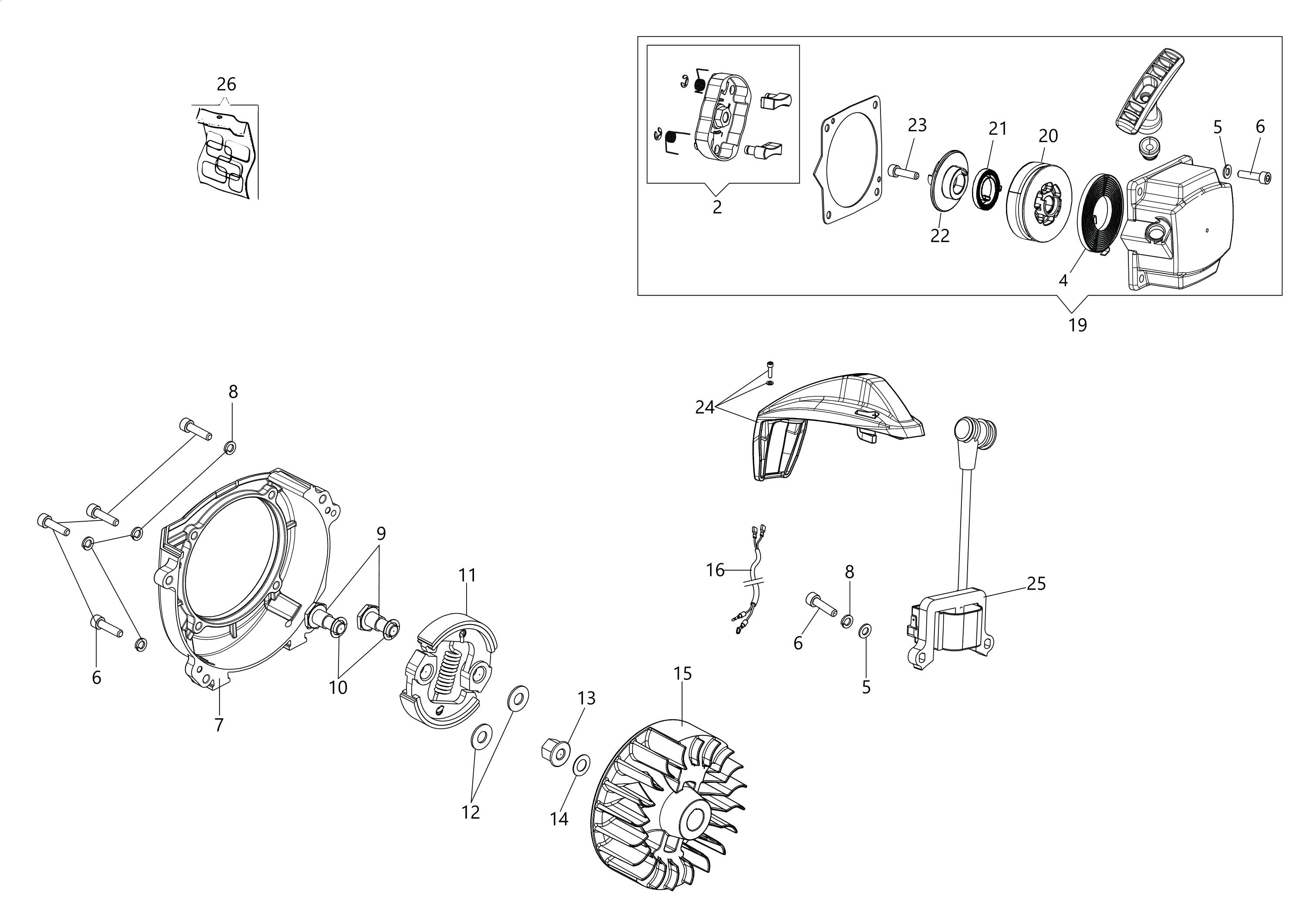 Starter assy and clutch