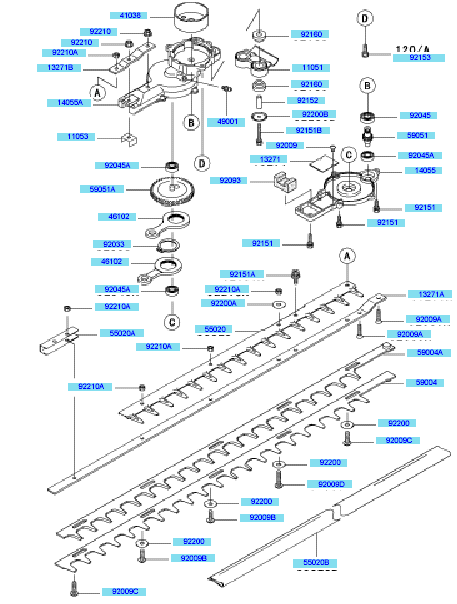 Kawasaki KHS750B (HB750B-BS51) Parts Diagram, Case Cutter