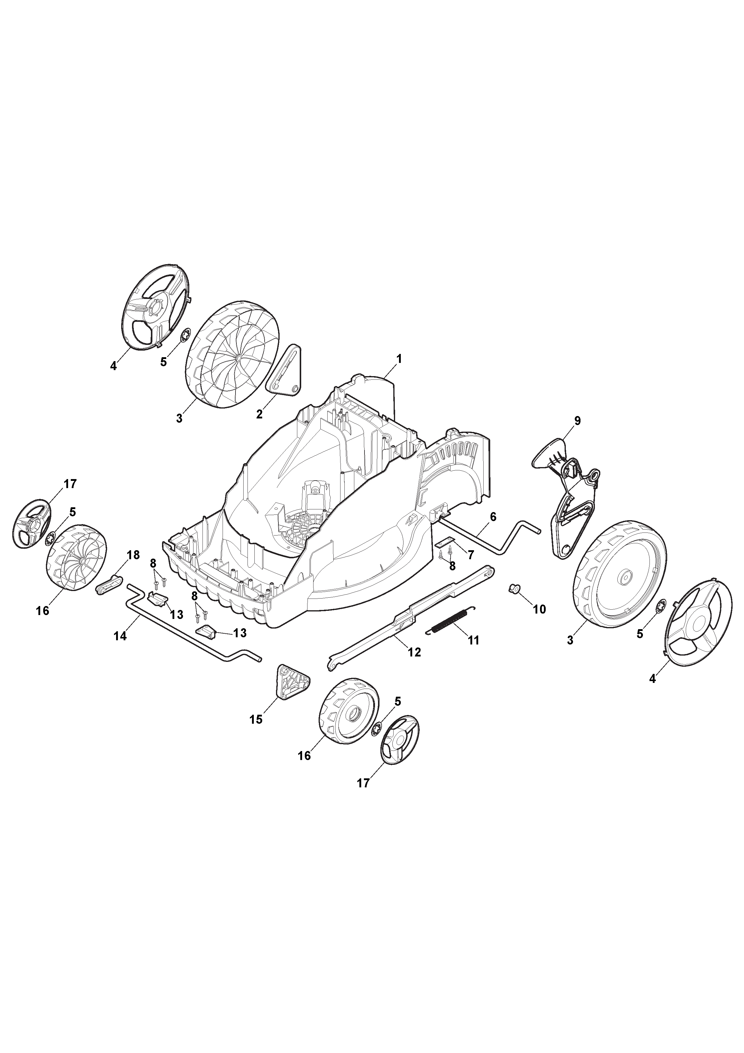 Deck, Wheels and Height Adjusting