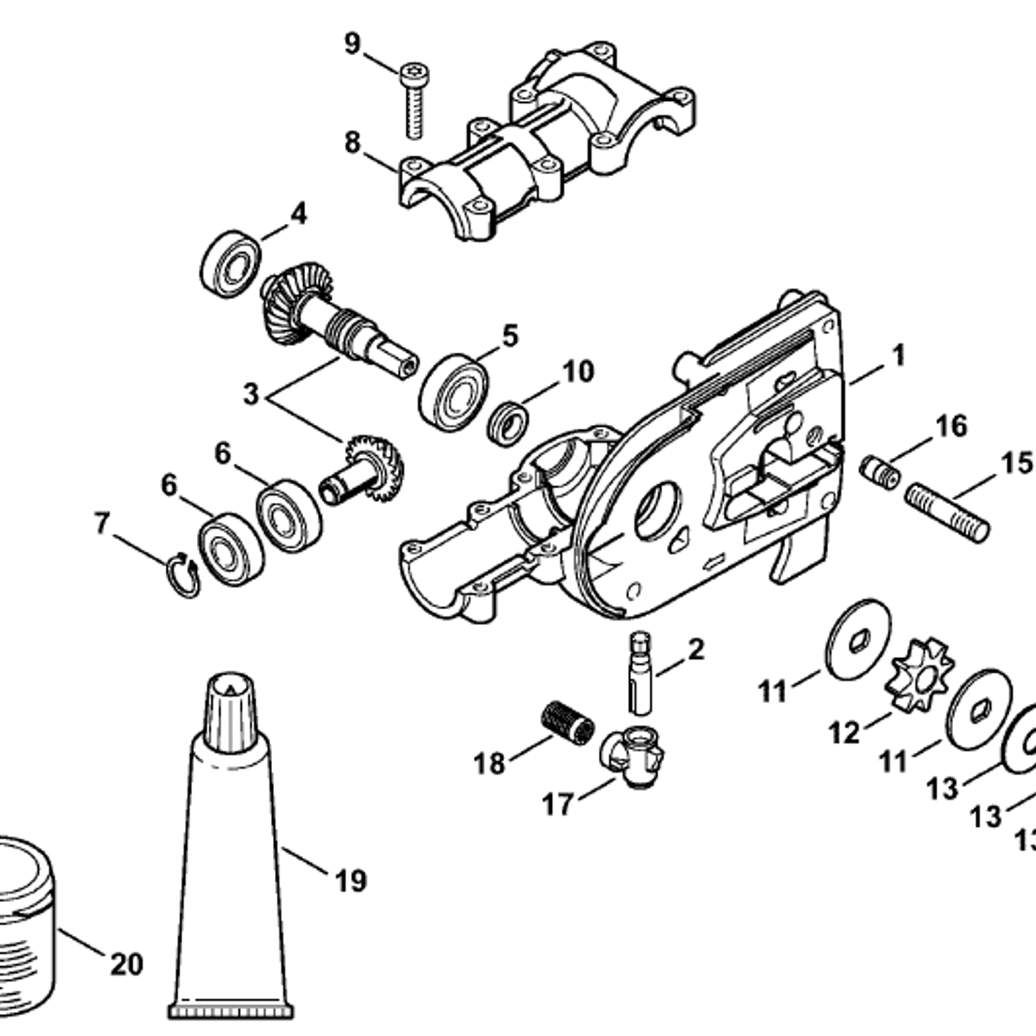 Stihl HT 56C Pole Pruner (HT56C) Parts Diagram, Gear Head