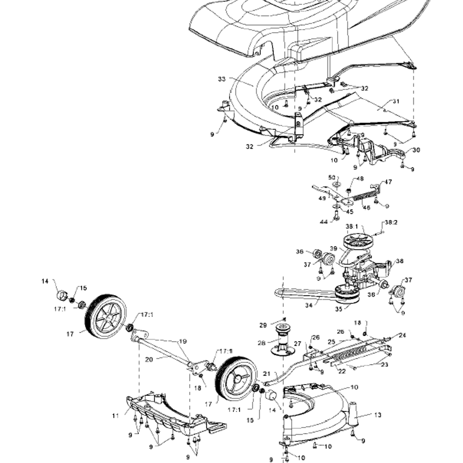 Hayter Harrier 48 490 Autodrive 490G310000001 And Up Parts Diagram hayter-harrier-48-490-autodrive-490g310000001-and-up-parts-diagram
