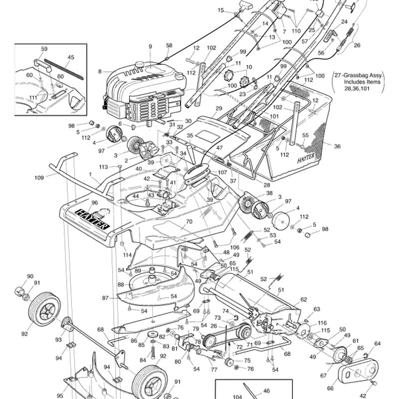 Hayter Harrier 48 (486) Lawnmower (486T001001-486T099999) Parts Diagram, Mainframe Assembly