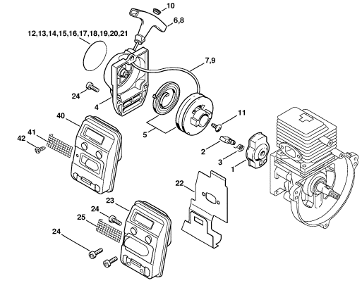 Rewind starter, Muffler