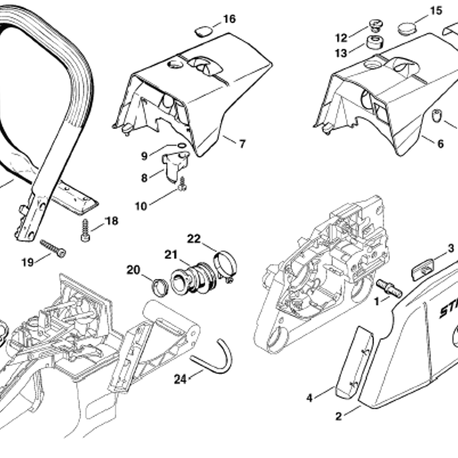 Ms 340 Stihl MS 340 Chainsaw (MS340) Parts Diagram, Chain sprocket cover-Handlebar
