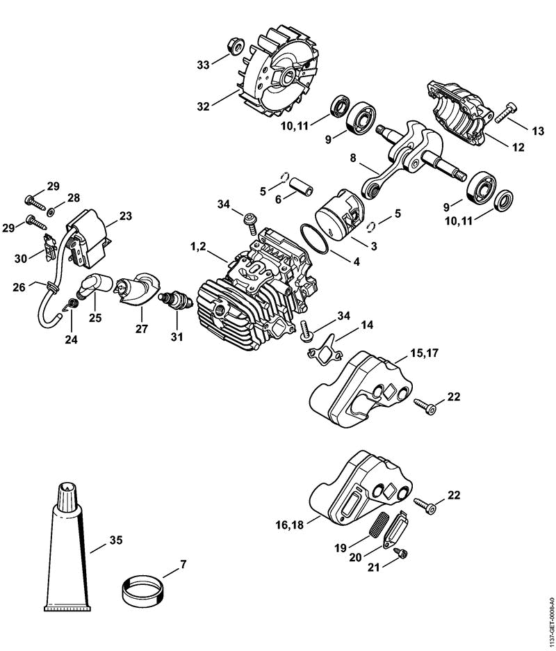 Stihl MS 193 CHAINSAW (MS 193 T ) Parts Diagram, MS193T-N