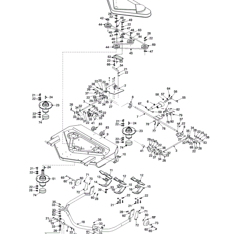 Countax 36" X Series High Grass Mulch Deck After 2008 (After 2008) Parts Diagram, Page 1