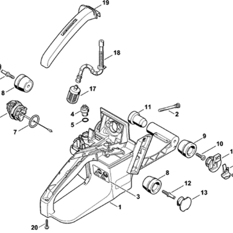 Ms 340 Stihl MS 340 Chainsaw (MS340) Parts Diagram, Tank housing - AV-System