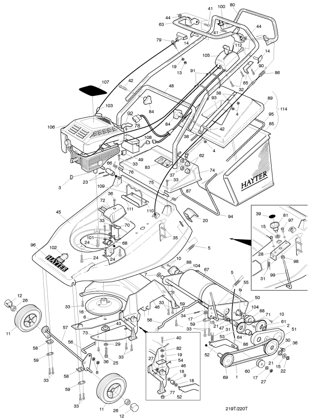 Hayter Harrier 48 (220) Lawnmower (220T012041-220T099999) Parts Diagram, Mainframe Assembly