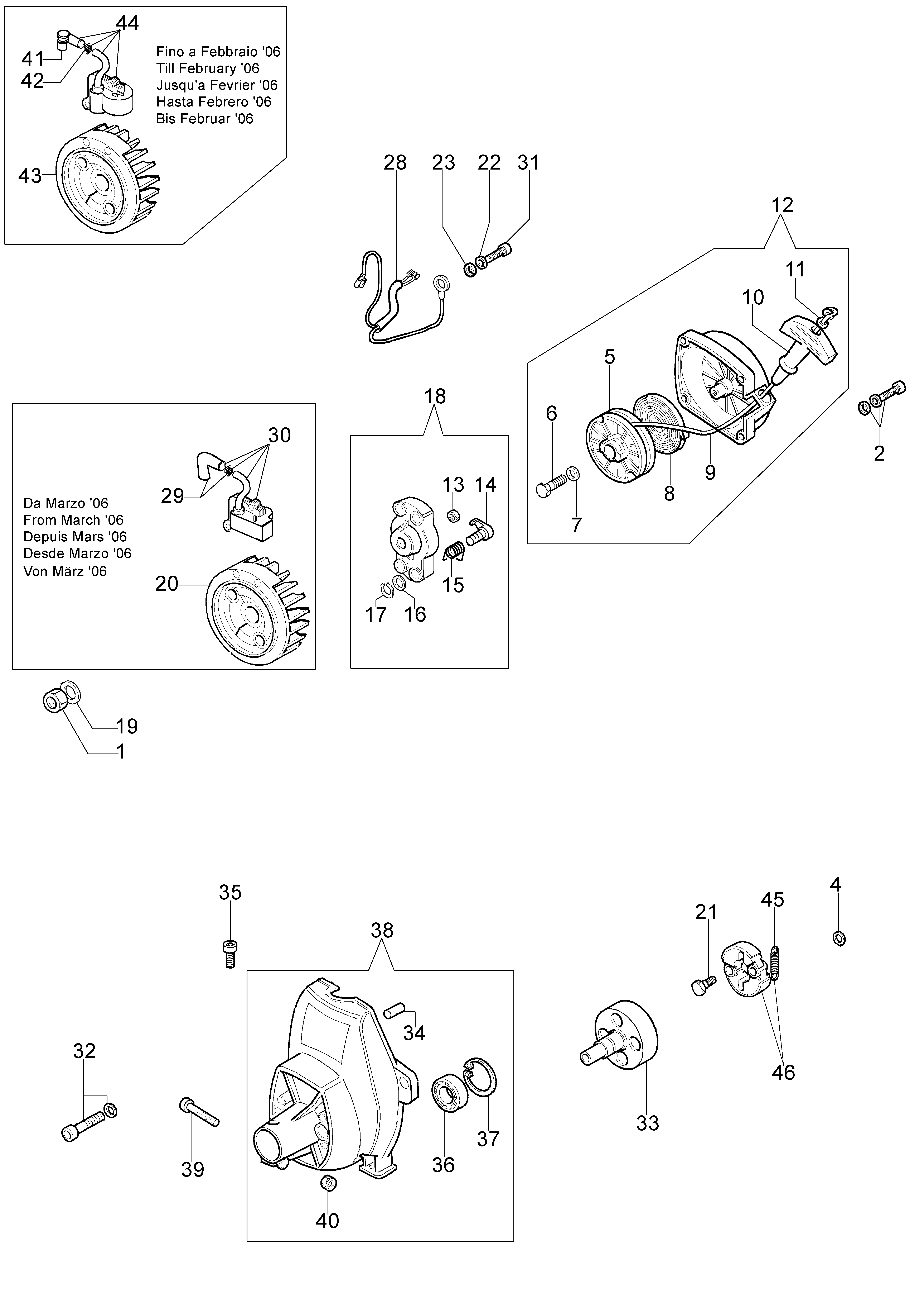 Starter assy and clutch