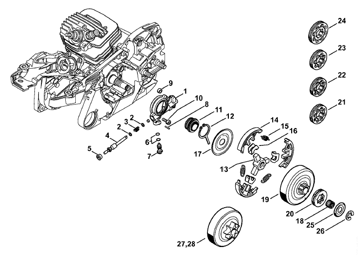 Stihl MS 261 Chainsaw (MS261 CQZ) Parts Diagram, Tank Housing