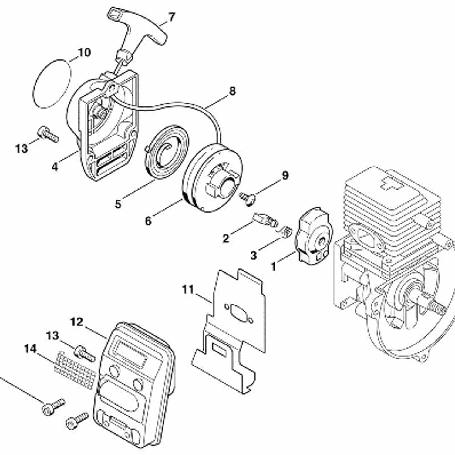 Stihl FS 85 Brushcutter FS85 Parts Diagram B Rewind Starter Muffler stihl-fs-85-brushcutter-fs85-parts-diagram-b-rewind-starter-muffler