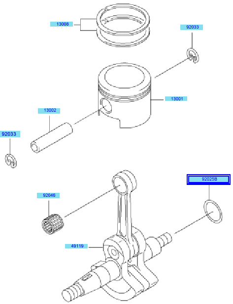 Piston	 Crankshaft