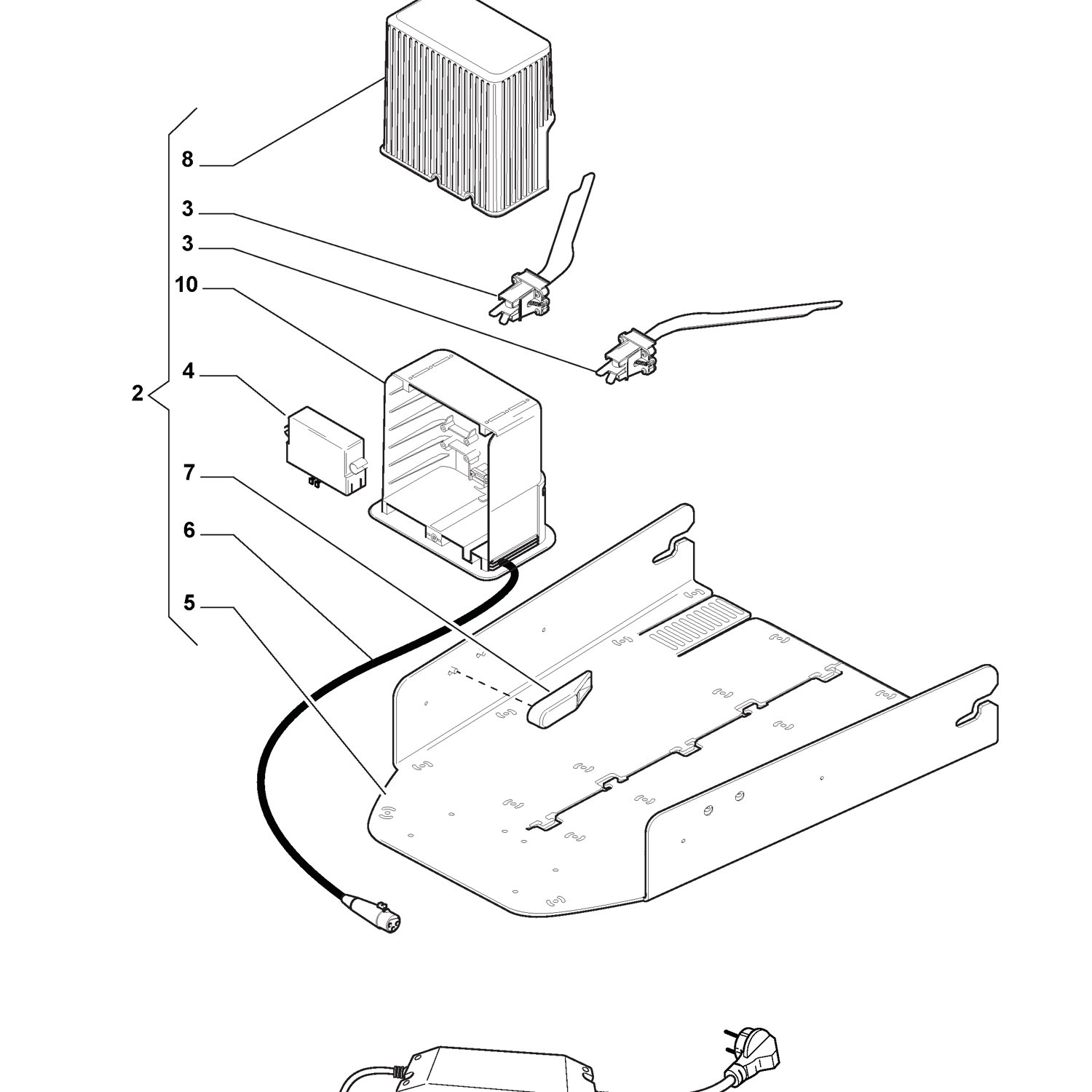 Mountfield Base Mountfield MTF 1100 S (2018) Parts Diagram, Recharging Base