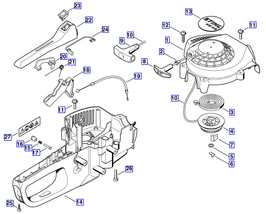 REWIND STARTER - HANDLE HOUSING