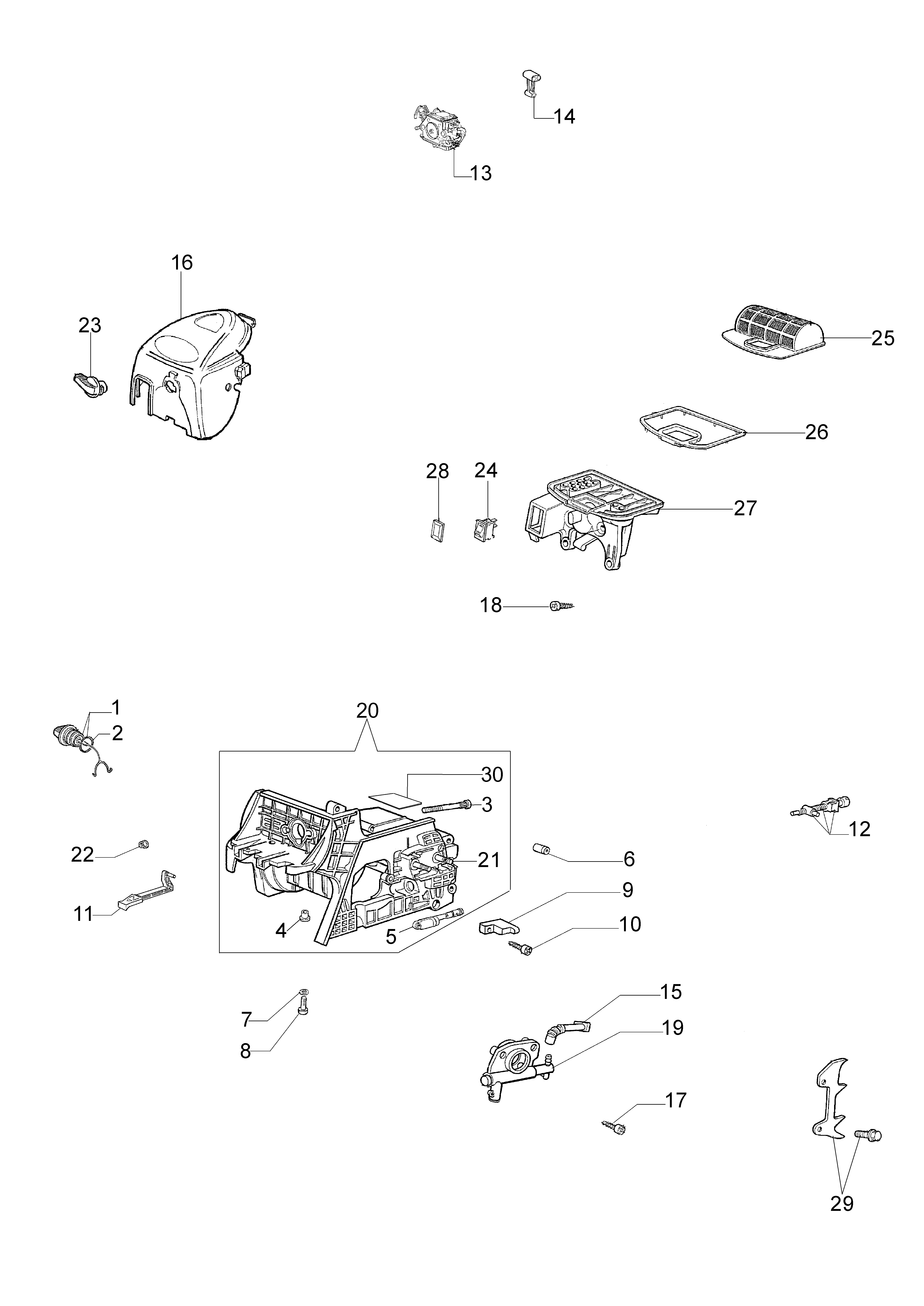 Crankcase and air filter