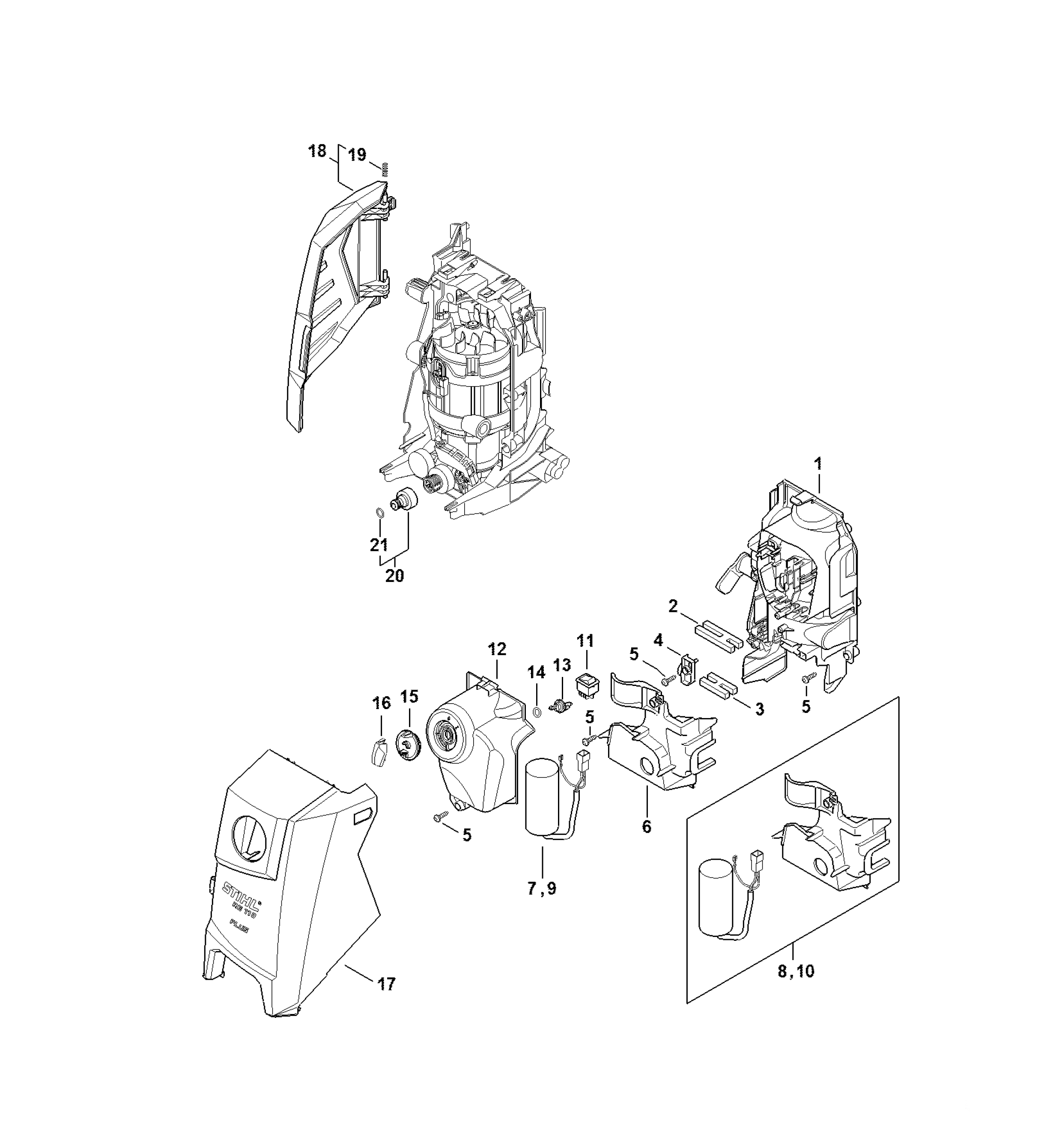 Air baffle, Machine cover, Switch housing