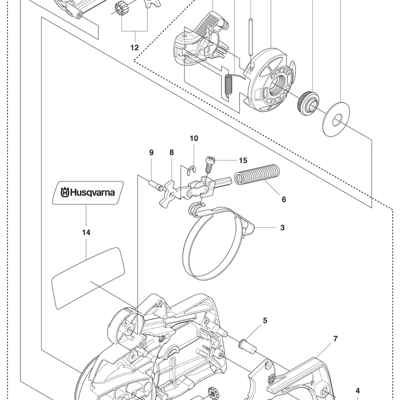 Husqvarna 435e Chainsaw (2011) Parts Diagram, Chain Break & Clutch Cover-435e