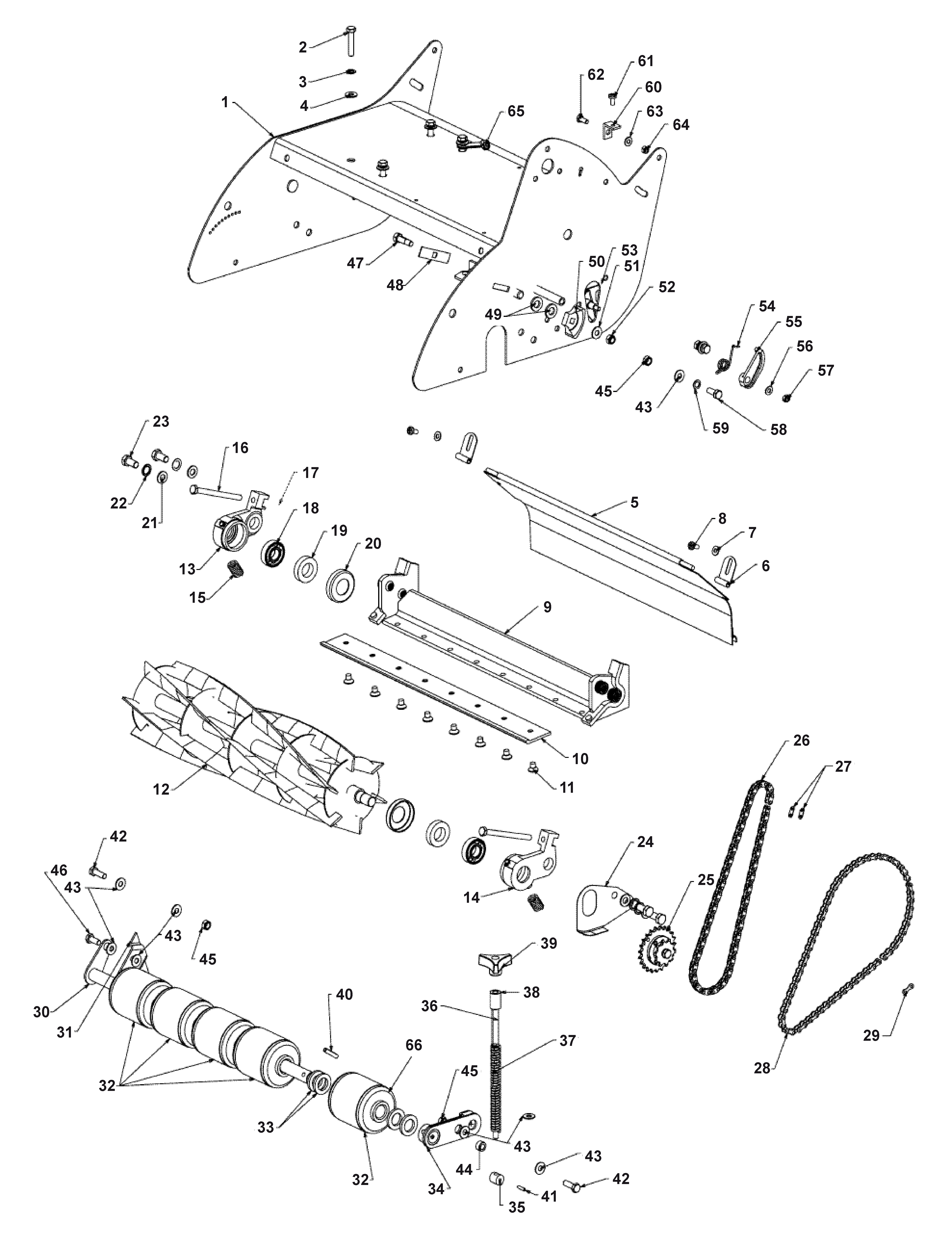 Blade Assembly,Front Rollers,Chains