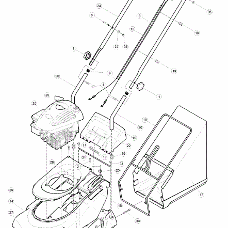 Hayter Spirit 41 Push Rear Roller Lawnmower (617) (617E270000001 onwards) Parts Diagram, Upper Mainframe