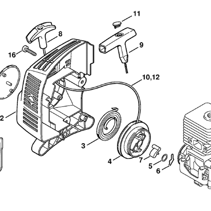 Stihl FS 45 Brushcutter (FS45-Z) Parts Diagram, Rewind Starter