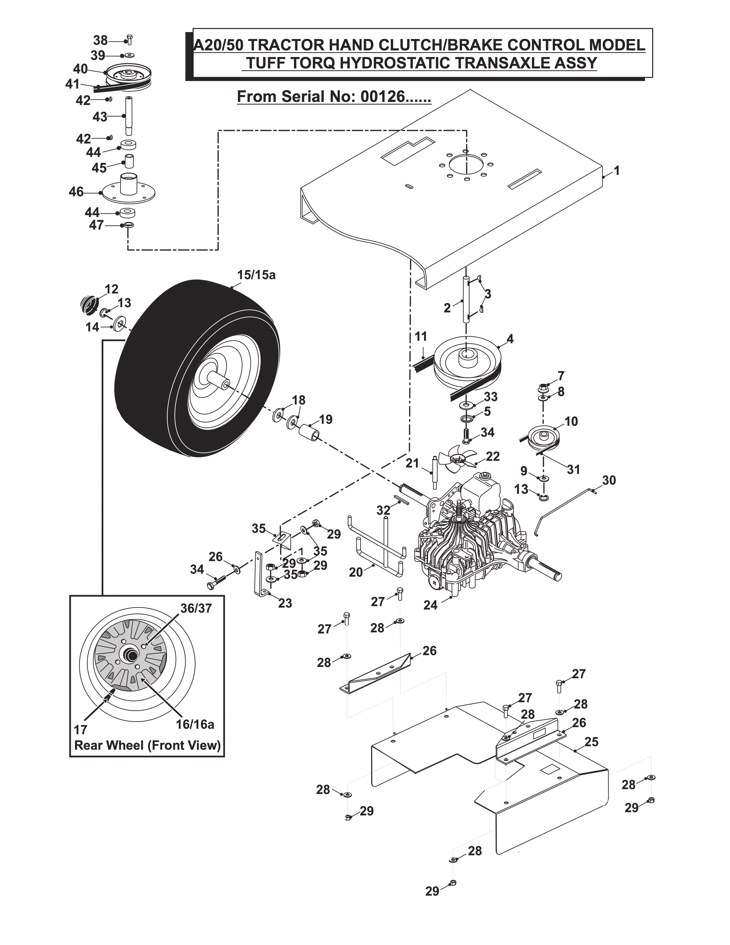 HAND CLUTCH/BRAKE CONTROL TUFF TORQ HYDROSTATIC ASSEMBLY- from Serial No: 00126...