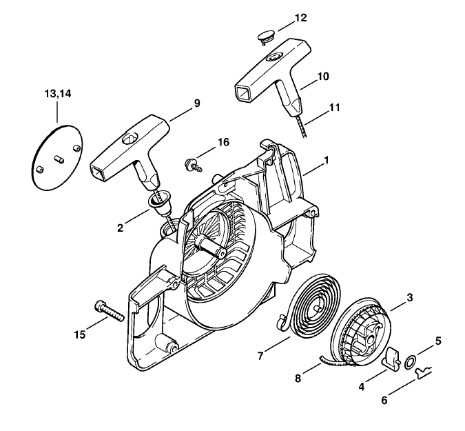Stihl MS 180 Chainsaw (MS180C-B D) Parts Diagram, Rewind Starter