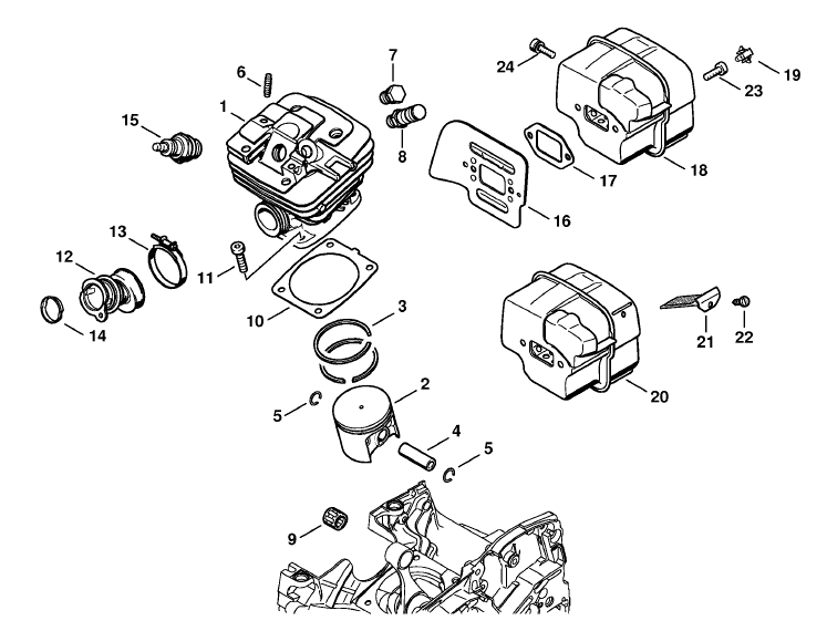 Stihl MS 341 Chainsaw (MS341 Z) Parts Diagram, Cylinder