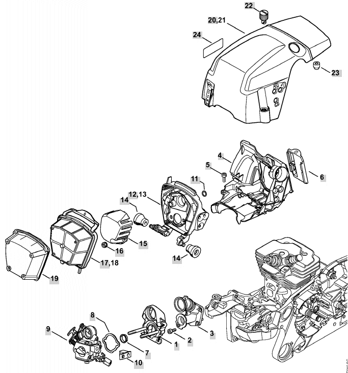 Stihl MS 362 Chainsaw (MS362 & C) Parts Diagram, Wrap Around Handlebar