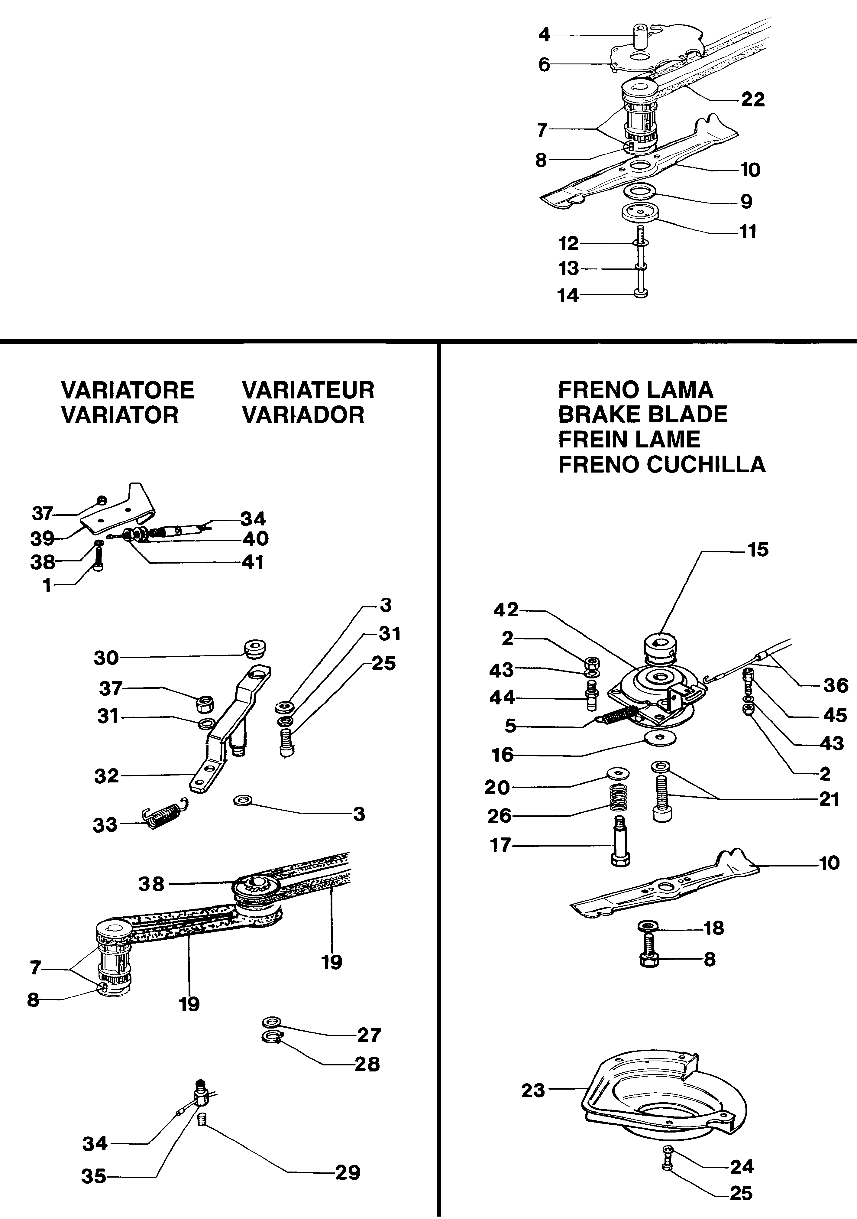Variator and blade brake