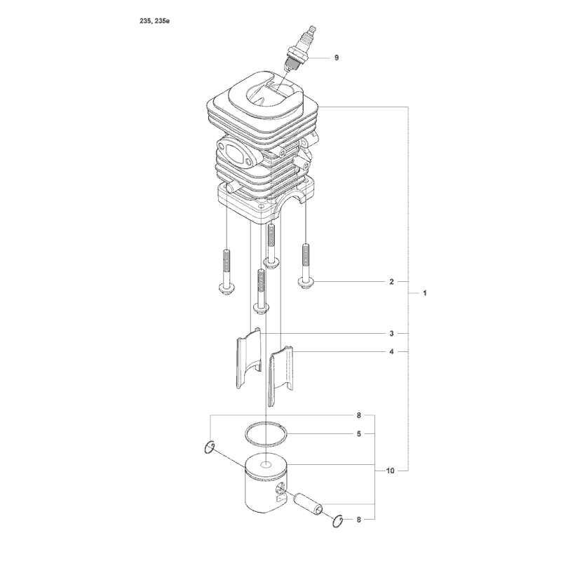 Husqvarna 235e Chainsaw (2008) Parts Diagram, Page 10