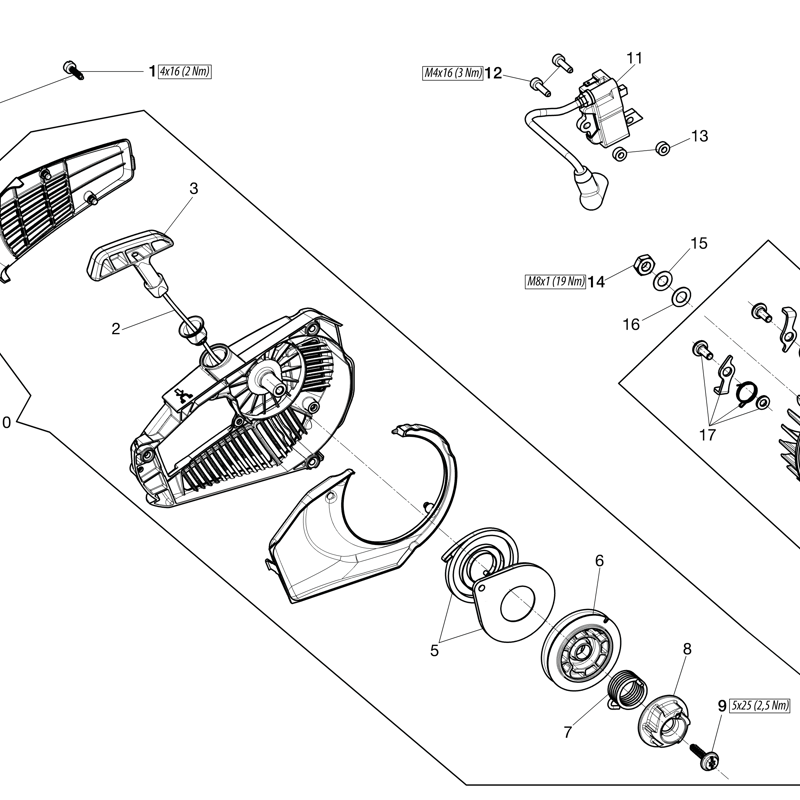 Efco MTT 2500 Petrol Chainsaw MTT 2500 Parts Diagram Ignition System efco-mtt-2500-petrol-chainsaw-mtt-2500-parts-diagram-ignition-system