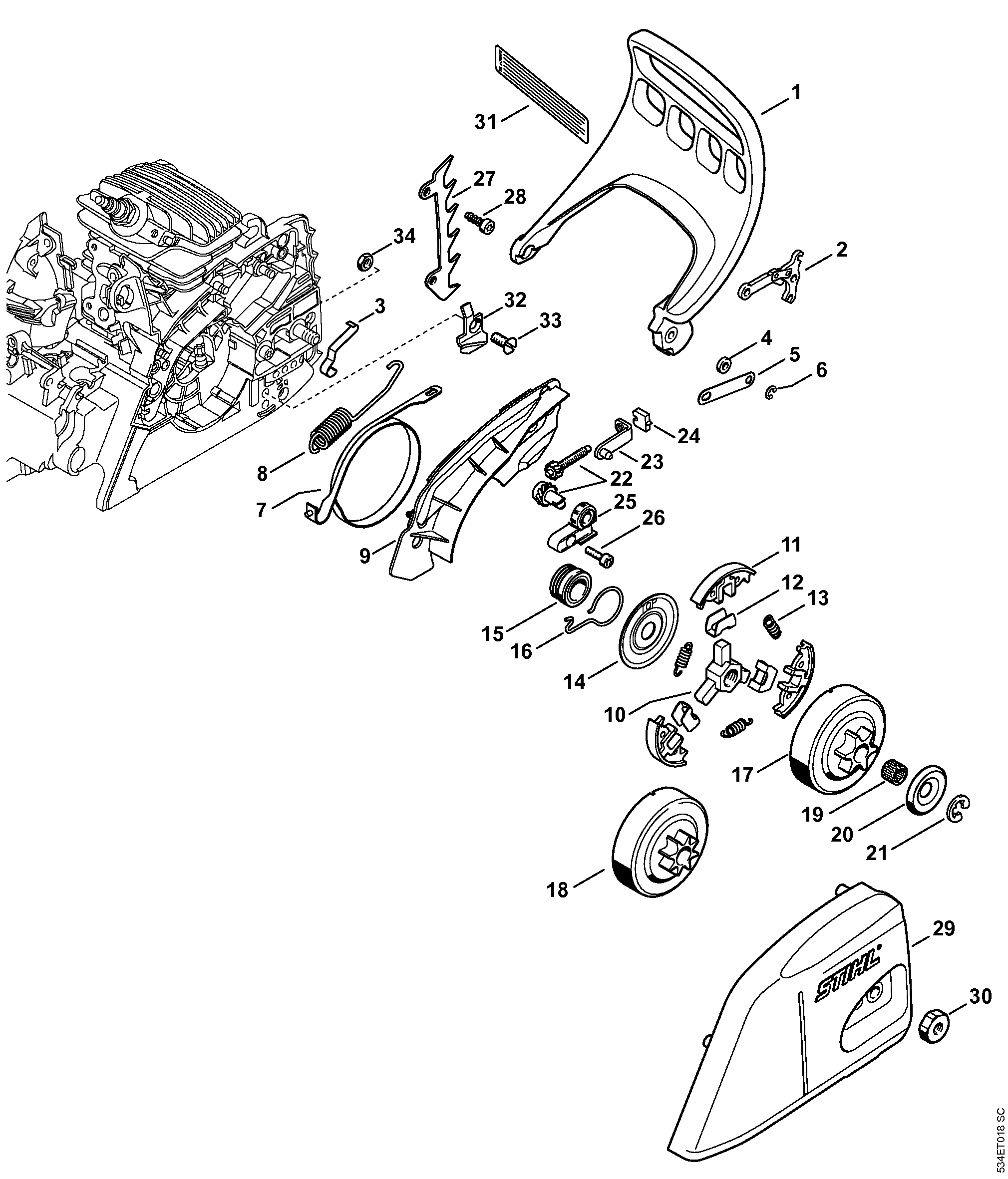 Stihl MS 181 Chainsaw (MS1812Mix) Parts Diagram, Carburetor C1Q-S268