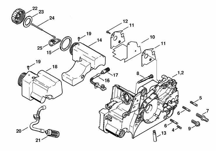 Stihl MS 180 Chainsaw (MS180C-B D) Parts Diagram, Engine Housing