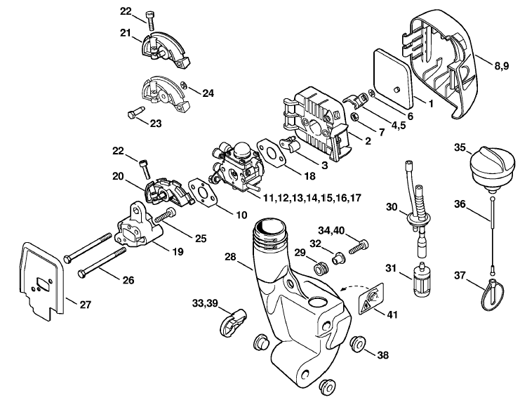diagram、ブルゾン Stihl FS 55 Brushcutter (FS55-Z) Parts Diagram, Engine housing