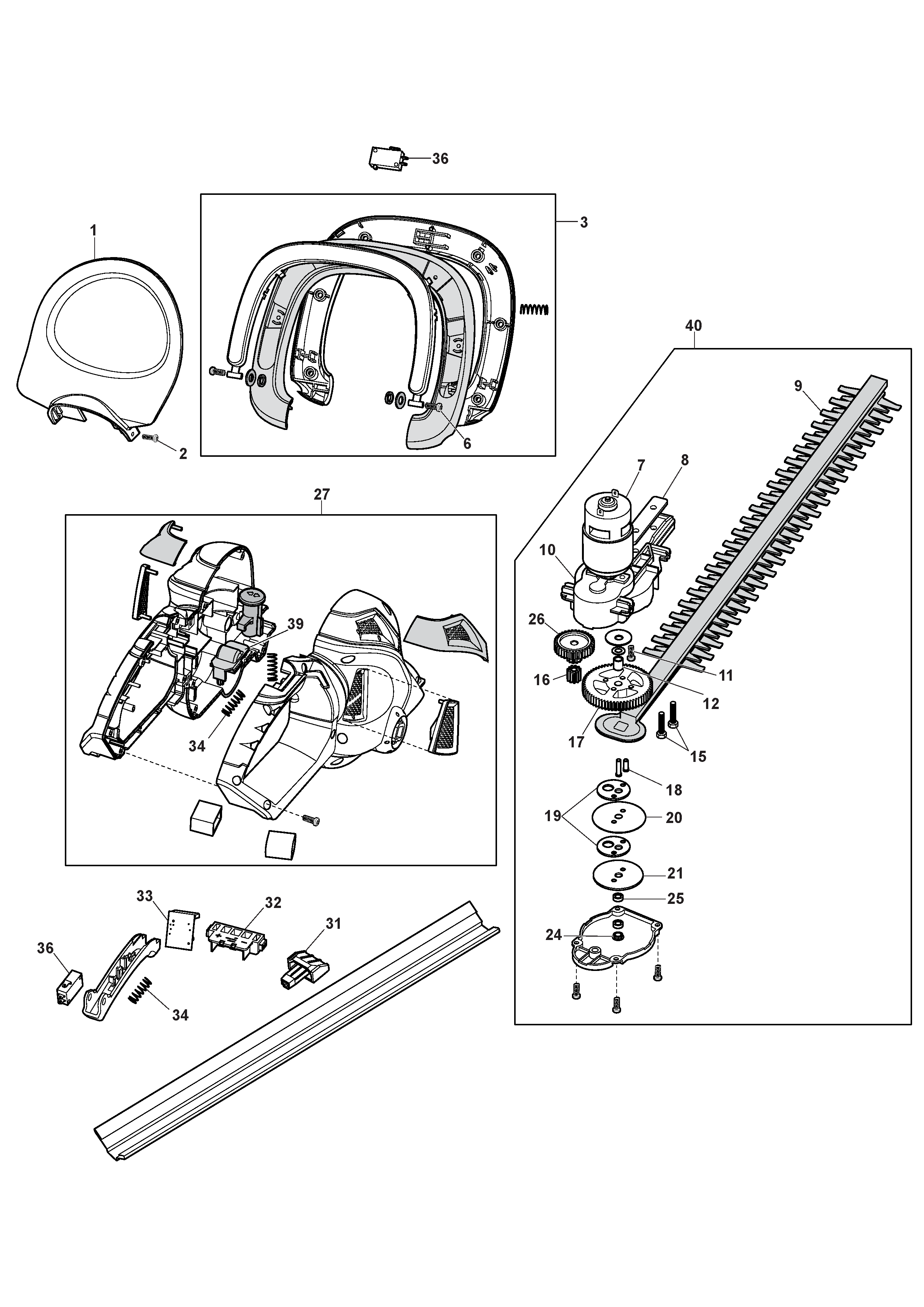 Hedge cutter battery