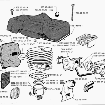 Jonsered 2054 (1994) Parts Diagram, Page 5 Jonsered 2054 (1994) Parts Diagram, Page 5