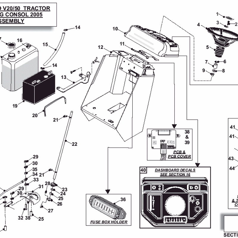 Westwood V20/50 Tractor 2004-2006 (2004-2006 ) Parts Diagram, Steering consol 2005