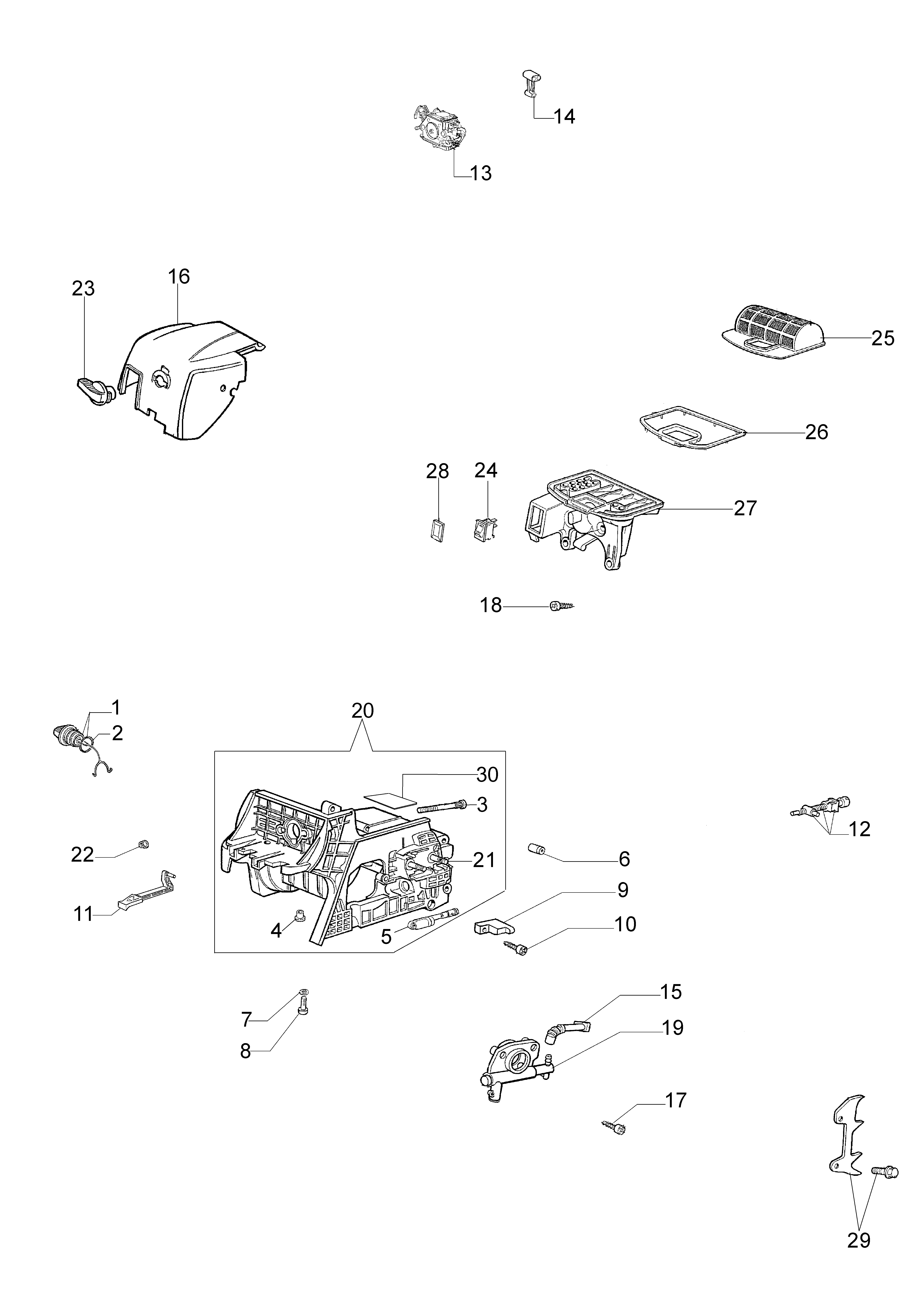 Crankcase and air filter