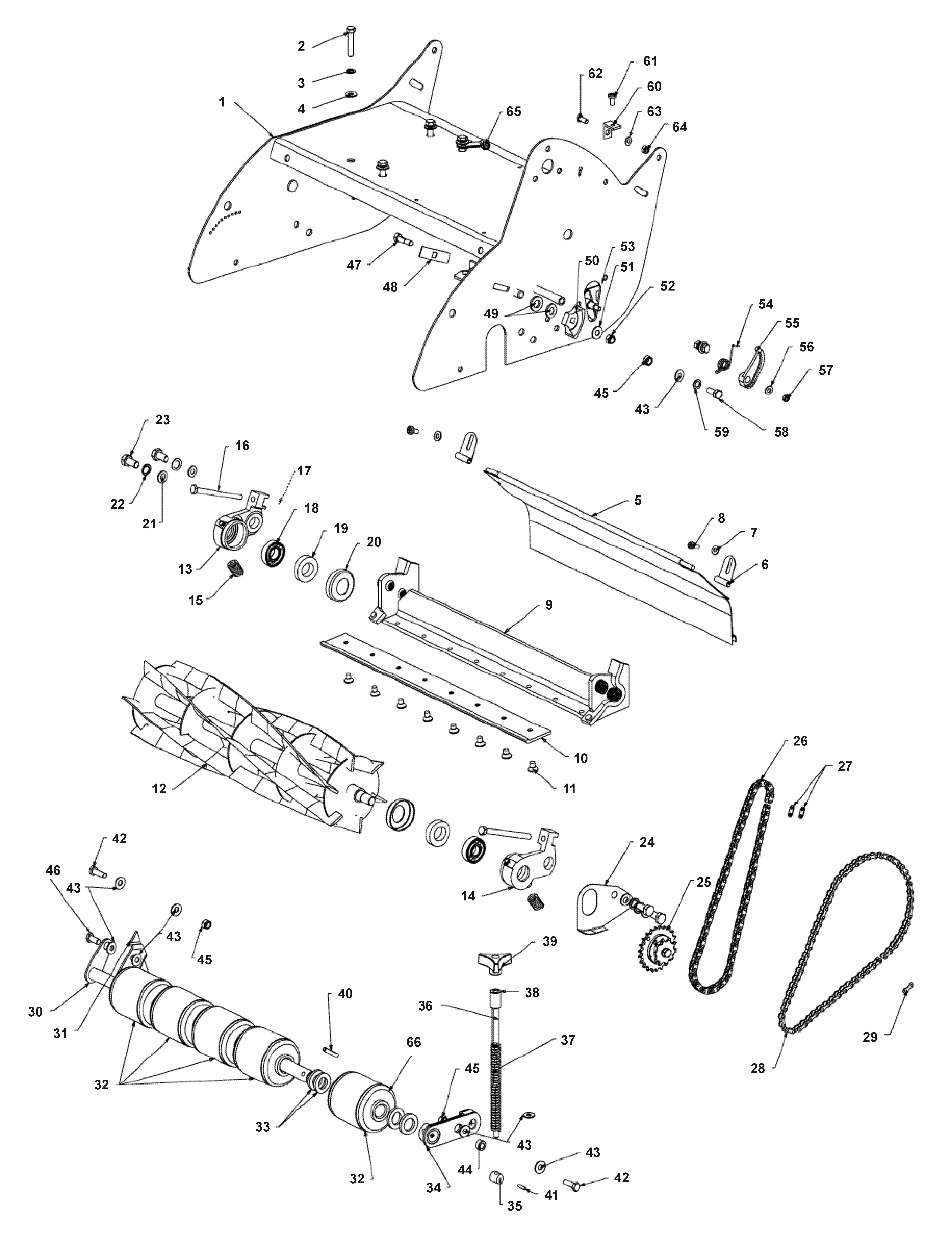 Blade Assembly,Front Rollers,Chains