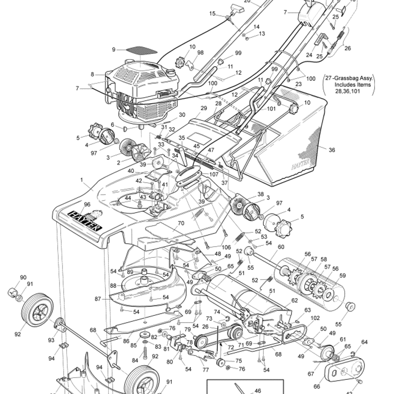 Hayter Harrier 48 480 Lawnmower 480V001001 480V099999 Parts Diagram hayter-harrier-48-480-lawnmower-480v001001-480v099999-parts-diagram