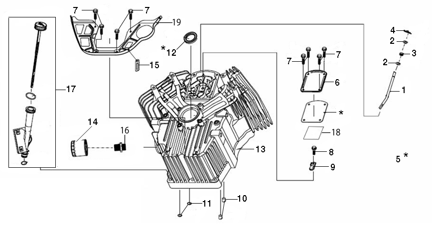Cylinder and crankcase