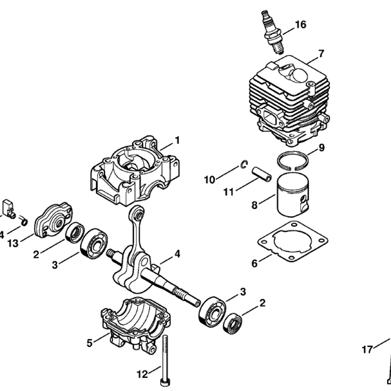 Stihl HT 56C Pole Pruner (HT56C) Parts Diagram, Crankcase