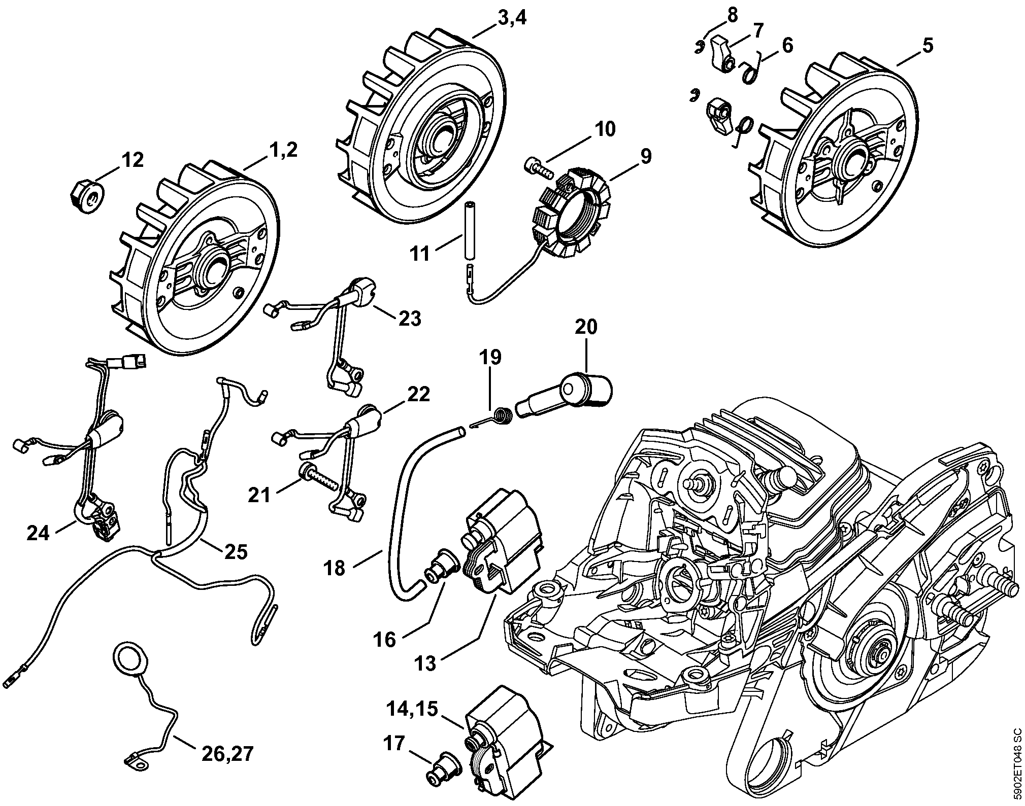 Stihl MS 261 Chainsaw (MS261 CMVW 2-Mix) Parts Diagram, Crankcase