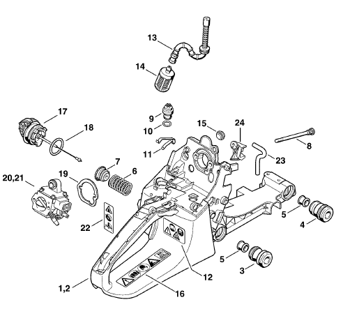 Stihl MS 270 Chainsaw (MS270 CQS) Parts Diagram, Tank housing