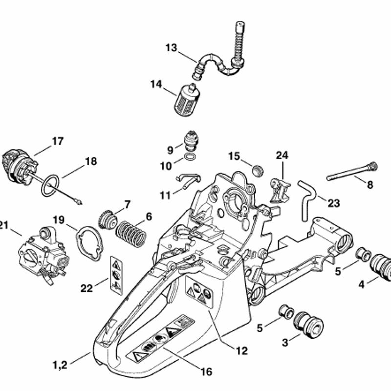 Stihl MS 270 Chainsaw (MS270 CQS) Parts Diagram, Tank housing