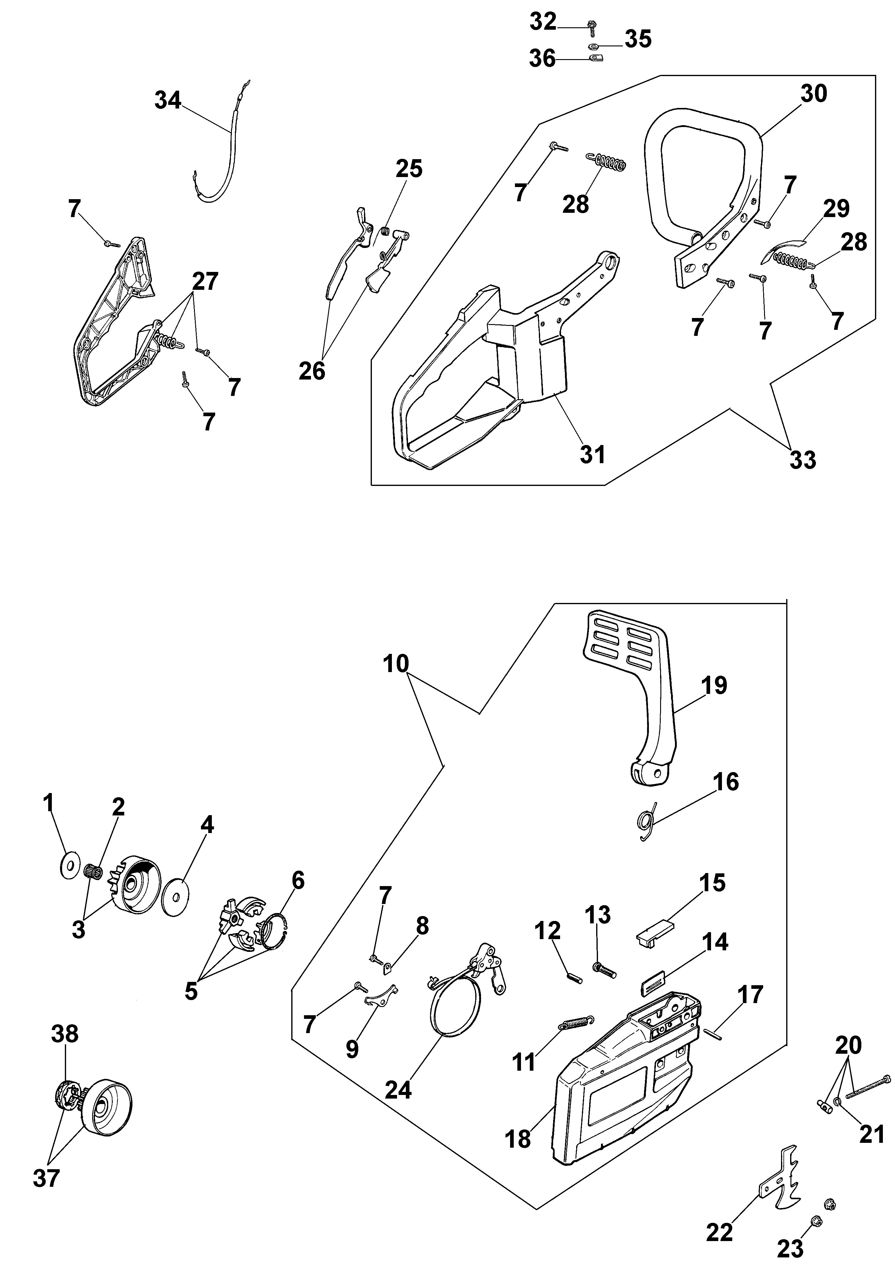 Handle and chain brake