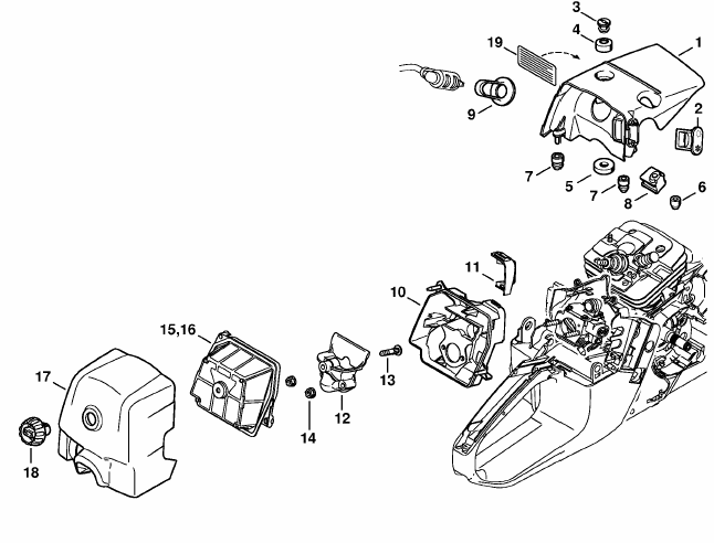Stihl MS 361 Chainsaw (MS361) Parts Diagram, Shroud