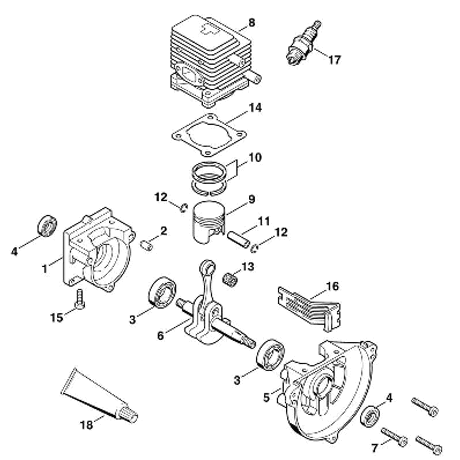 Stihl FS 85 Brushcutter FS85 Parts Diagram A Crankcase Cylinder stihl-fs-85-brushcutter-fs85-parts-diagram-a-crankcase-cylinder